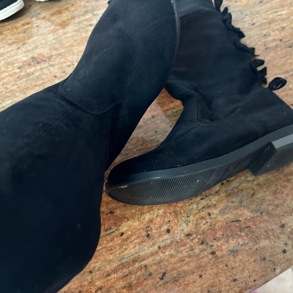 Girls knee high bow back zip up boots sz 1 - Picture 2 of 3